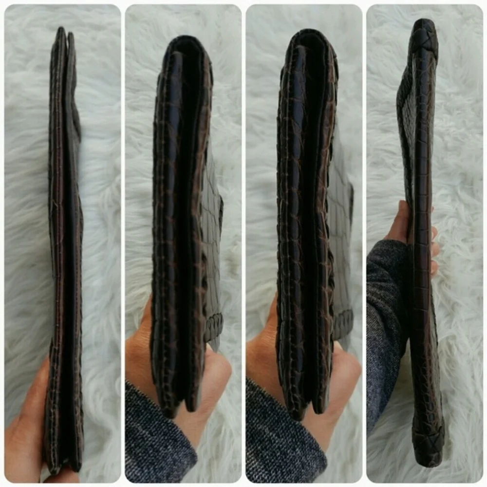 Elie Tahari X-Large Croc Embossed Leather Clutch